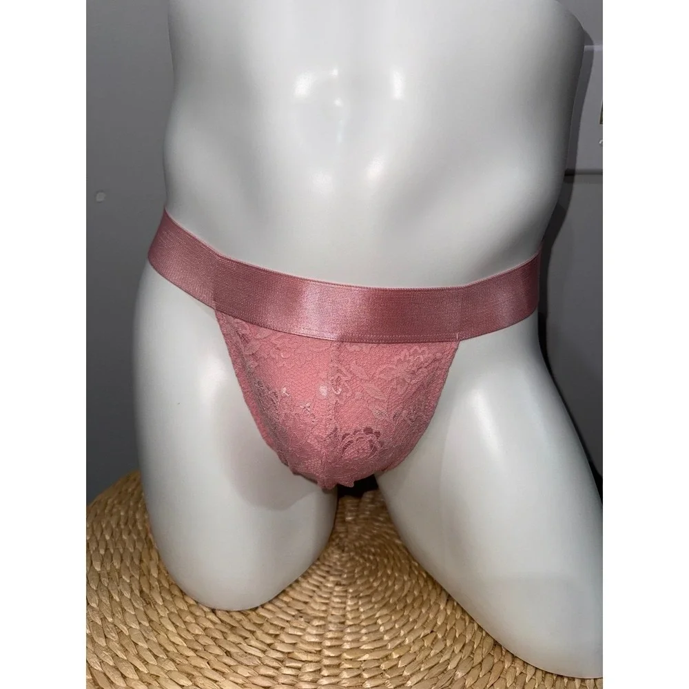 Cosabella Never Say Never Men's Lace Jock Strap Jaipur Pink Size XL NWT